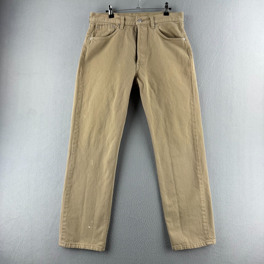 Vintage Levis Jeans Mens 34x30 (Fits 32x30) Beige Khaki Denim 501 Made in USA
